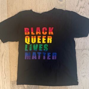 Black Queer Lives Matter Kids T-Shirt with Rainbow Print